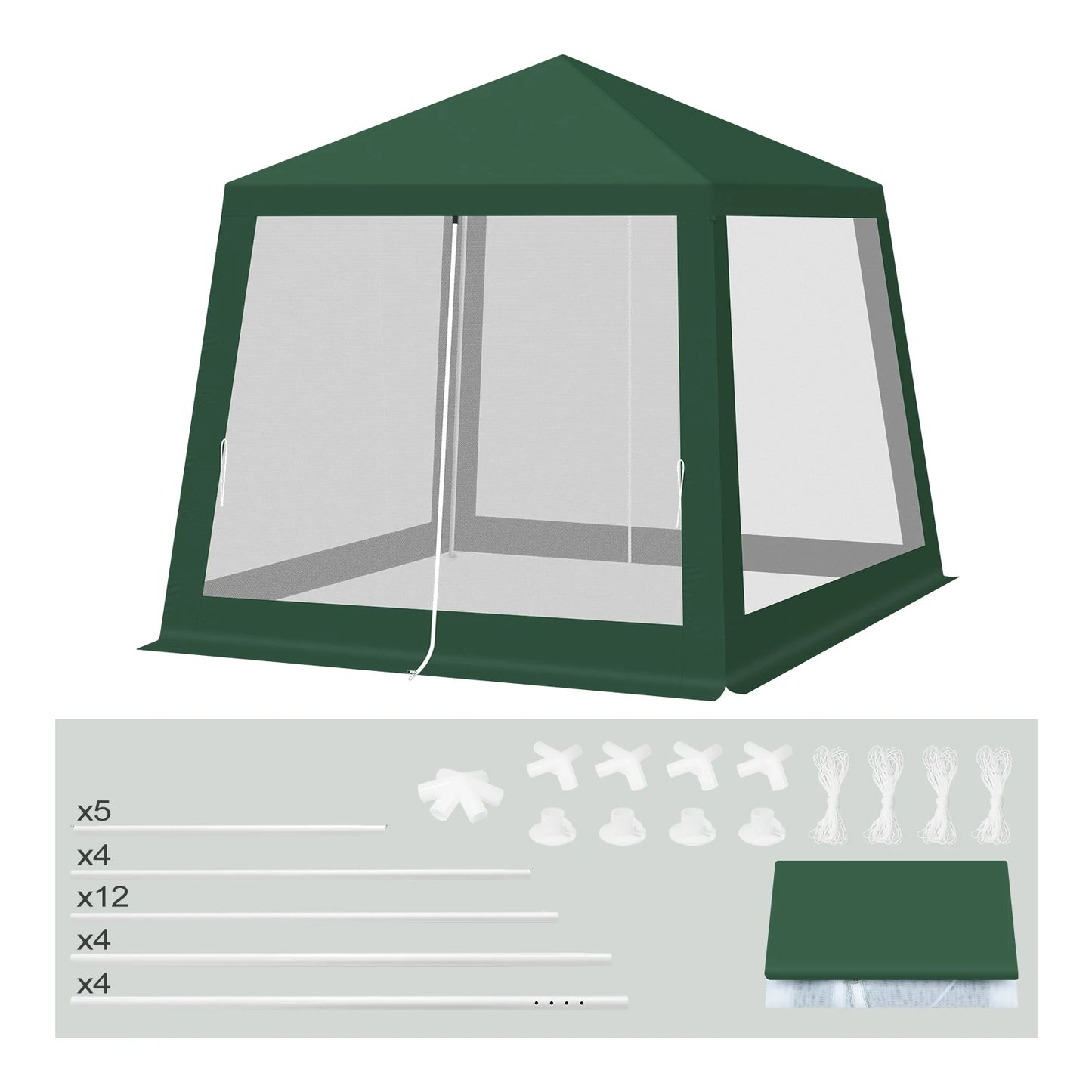 Tuinpaviljoen - Partytent - Tent - Easy up Partytent - 3x3m - met Muskietennet en Gaaswanden - Partytenten - Waterafstotende Tent voor Terras, Patio en Tuin - Eenvoudige Montage - Pergola - Paviljoen - Grijs