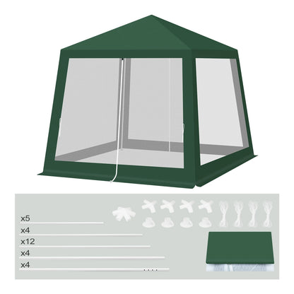 Tuinpaviljoen - Partytent - Tent - Easy up Partytent - 3x3m - met Muskietennet en Gaaswanden - Partytenten - Waterafstotende Tent voor Terras, Patio en Tuin - Eenvoudige Montage - Pergola - Paviljoen - Grijs