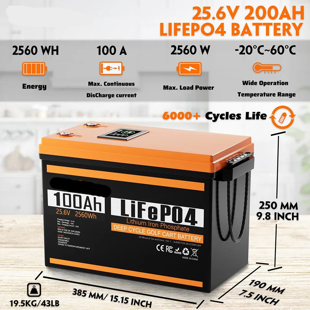 Lithium Batterij – Energieopslag – Noodstroom –24V - 100Ah - LiFePO4 Accu – Off-Grid – Hoge Capaciteit 100Ah – Waterdichte Behuizing IP67