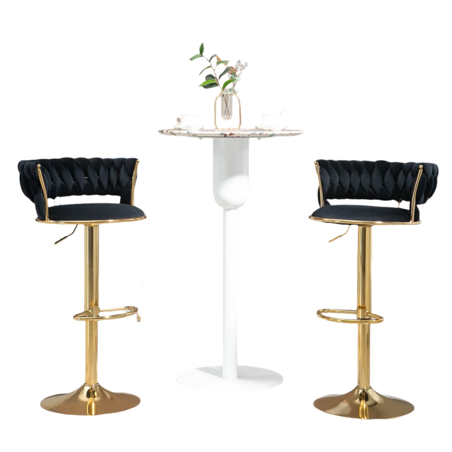 Barkruk – Barstoel – Keukenstoel – Draaistoel – Zithoogte Verstelbaar – Velvet Bekleding – Metalen Frame