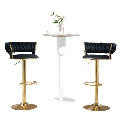 Barkruk – Barstoel – Keukenstoel – Draaistoel – Zithoogte Verstelbaar – Velvet Bekleding – Metalen Frame