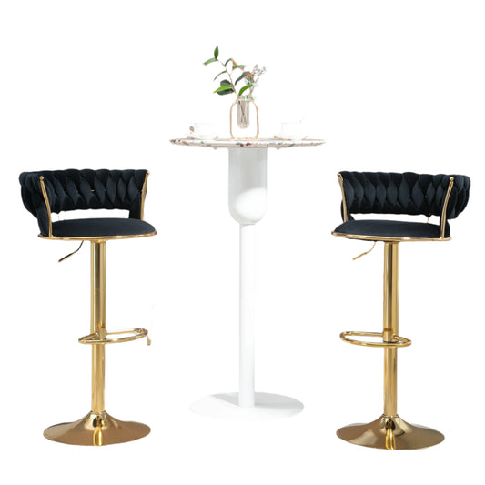 Barkruk – Barstoel – Keukenstoel – Draaistoel – Zithoogte Verstelbaar – Velvet Bekleding – Metalen Frame