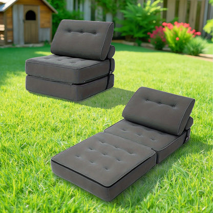 Vouwbank – Slaapbank – Uitklapbare Bank – Sleeper Chair – Zitbank – Donkergrijs – Compact Formaat – Corduroy-achtige Stof – Virgin Foam Matras