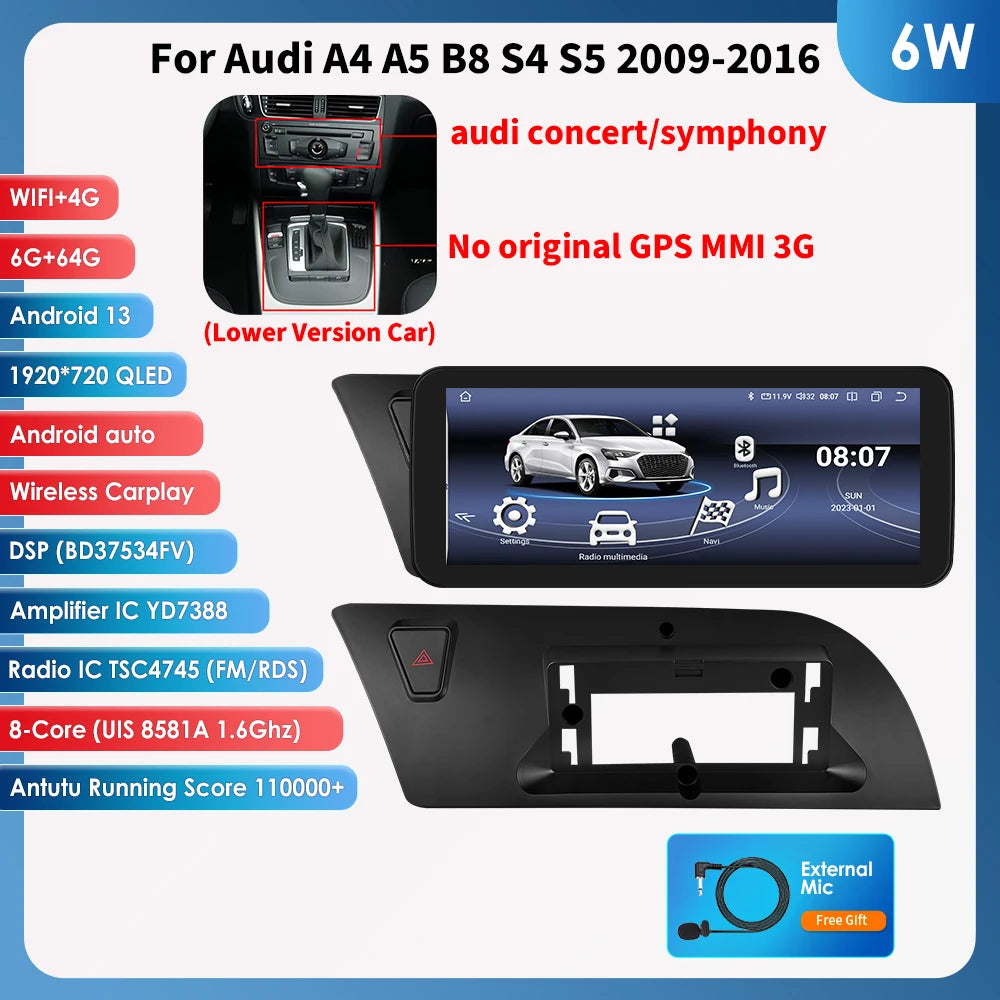 2DIN Android 13 Autoradio – Multimedia Speler – Headunit – GPS Navigatie – Carplay Android Auto – 10,25 Inch Touchscreen – 6GB RAM 64GB Opslag