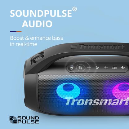 Tronsmart - Bluetooth Speakers -Draadloze Bluetooth Luidspreker -Bluetooth speaker Waterproof- 24-uurs speeltijd - met draagbaar handvat, voor kamperen en buiten - Black Bang SE