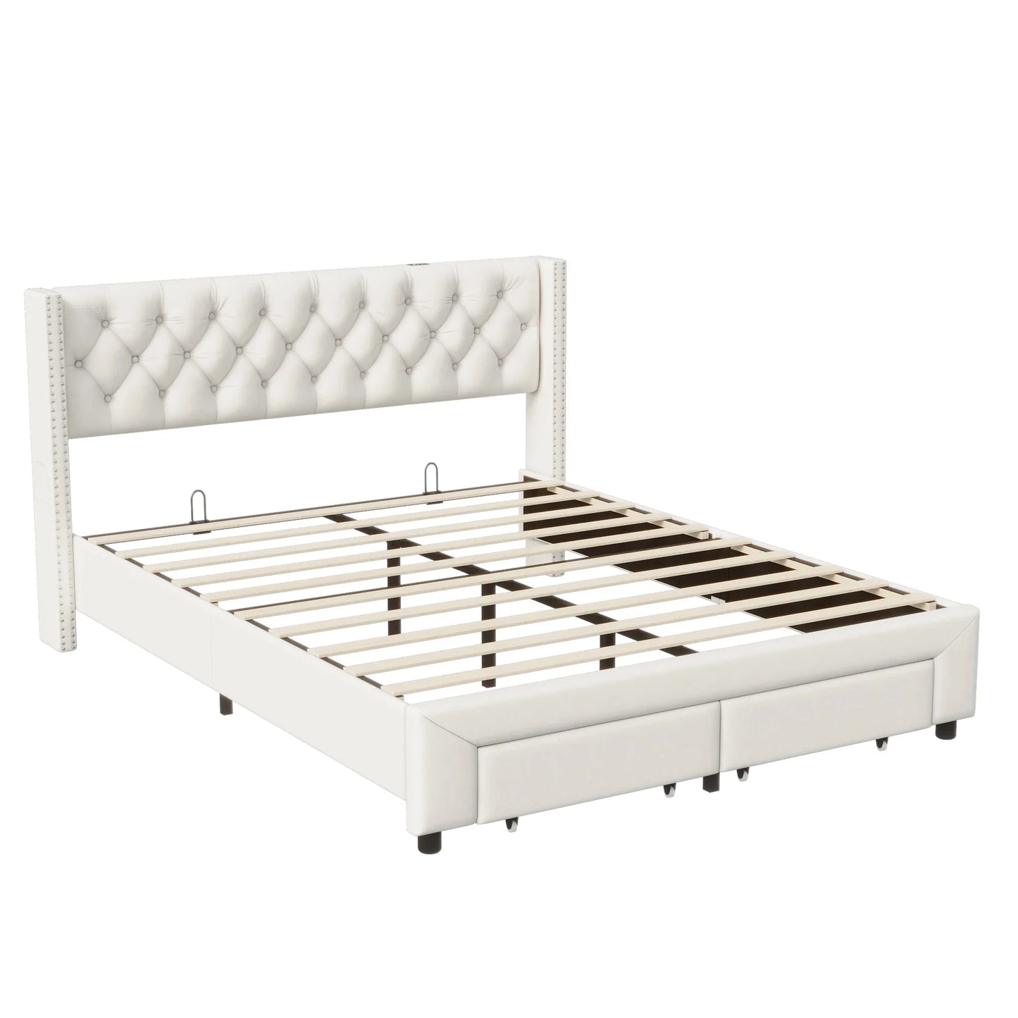 Velvet Bed – Fluwelen Bed – Modern Bed – Slaapkamer Bed – LED-Verlichting – Opbergruimte – Stevig Hout