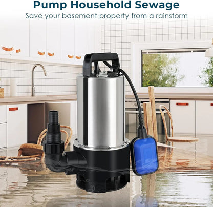 Dompelpomp - Vuilwaterpomp - Waterpomp –  1100W voor Vuil Water – 16500 L/h – Met Vlotterschakelaar – Groen