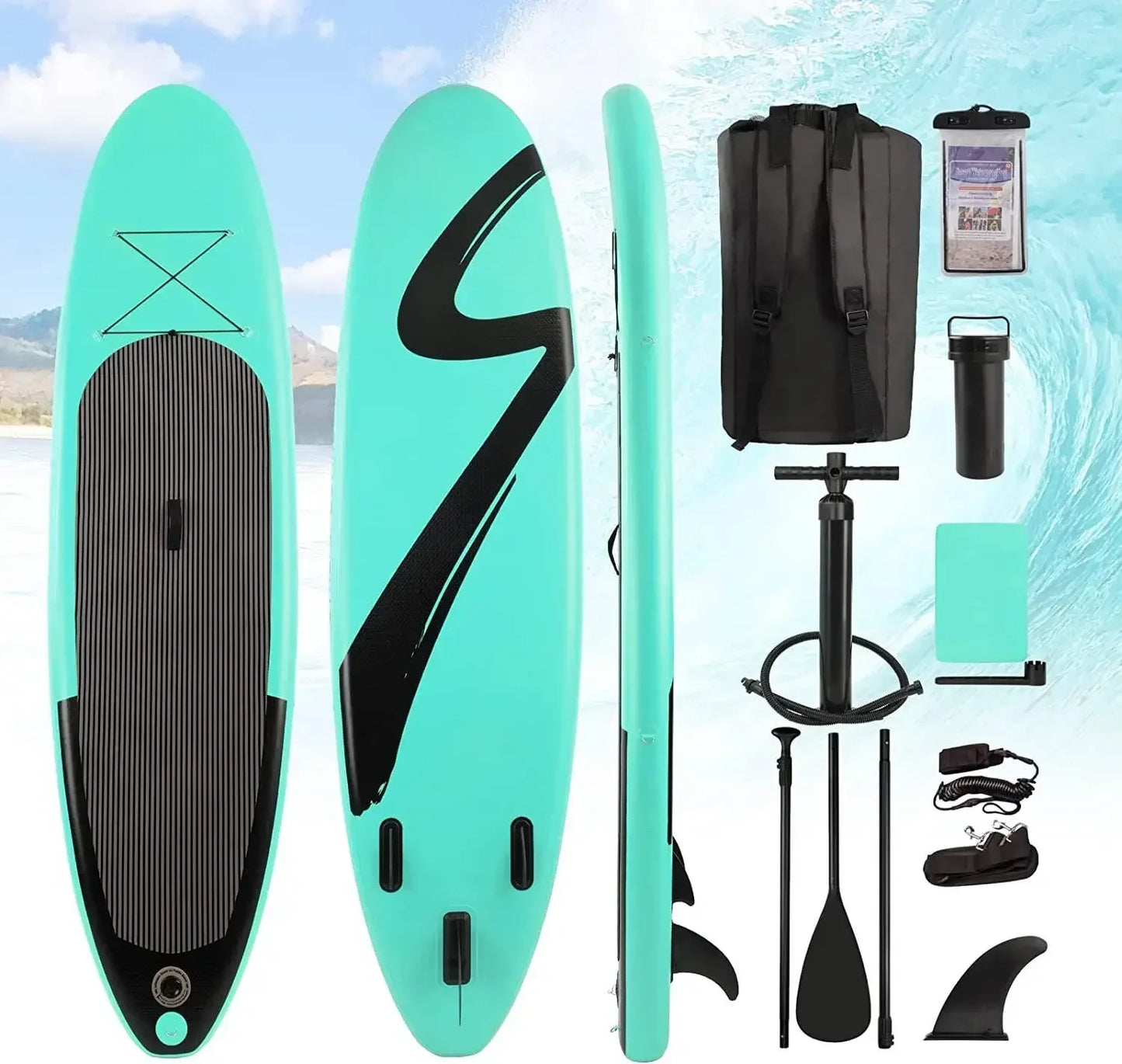 Streakboard® 10/11ft Inflatable Stand Up Paddle Board  Non-Slip Deck W/ Complete Kit 6'' Thick Sub Board Paddle Surf Hinchable - QUORE