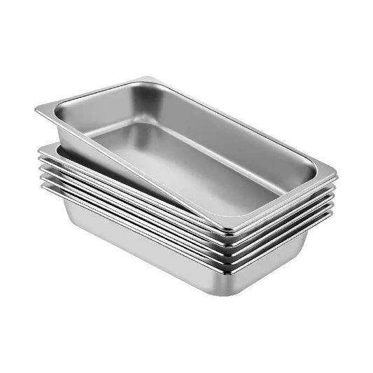 Vevor - Buffet Chafing Dishes - Antiaanbaklaag - Rechthoek - 13L - 6PCS - Roestvrij staal - Voedselcontainer voor Het Bakken van een BBQ-feestje - Zilver - QUORE