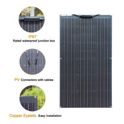 Zonnepaneel - Zonnepanelen - Zonne-energie - 18V Fotovoltaïsche Celmodule - Flexibel - Monocrystalline Silicon - Zonne-kit - 200W - 2 Stuks - Waterdicht - voor Boot - Camper - Caravan - RV - Tuin
