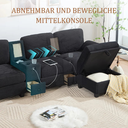 3-Persoonsbank – Driezitsbank – Zithoek – Bankstel – Sofa – Comfortabel Schuim – Afneembare Middenconsole Met Usb-C Aansluiting
