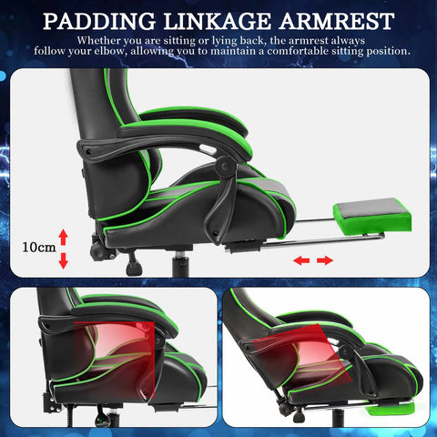Gaming Chair Massage - Gaming Chair - Racing Game Chair - Office Chair with Footrest - Ergonomic Office Chair.