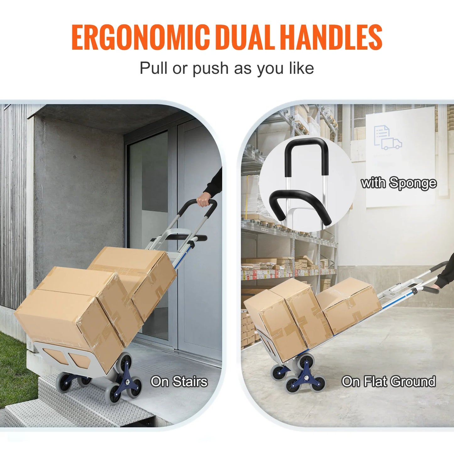Traploper Trolley – Handkar – Opvouwbare Transportkar – Handgrepen met Beugel – Inklapbare Trolley