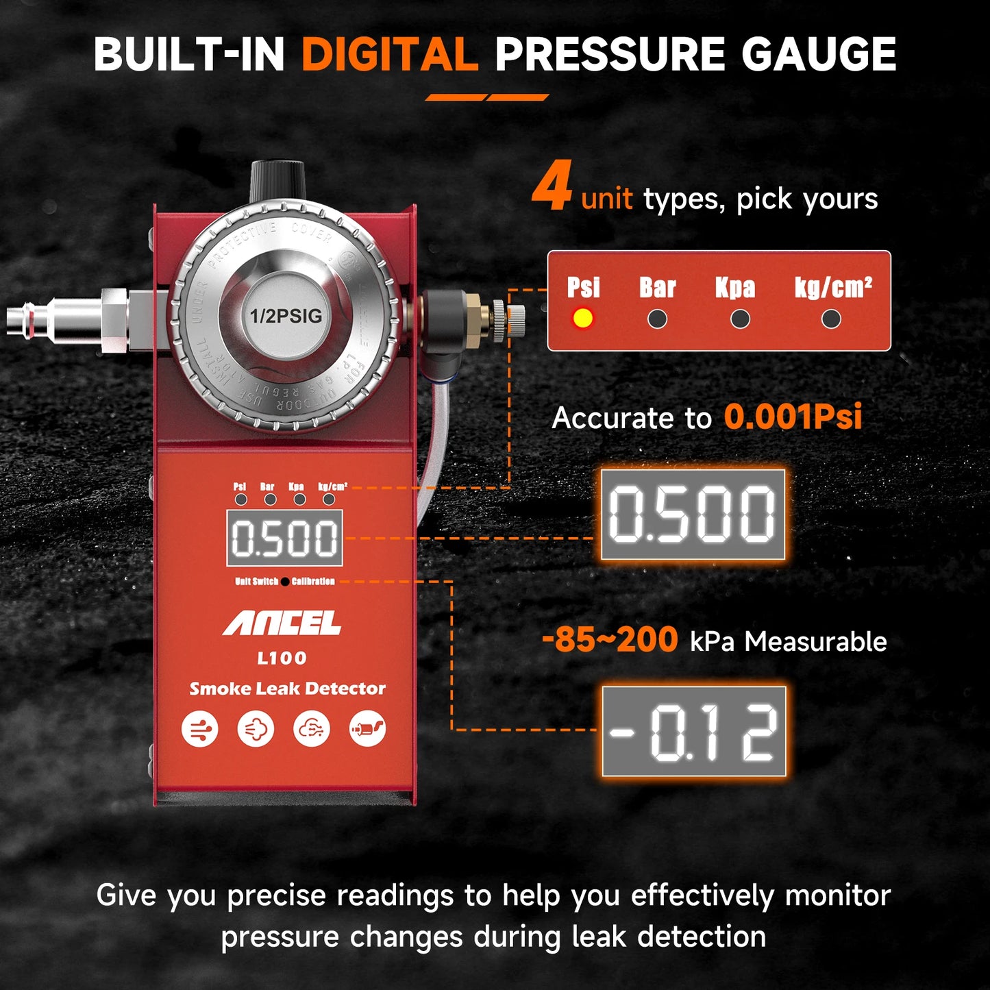 Rookmachine Voor Auto’s – Lekzoeker – Rookgenerator – Lekkage Tester – 12V Aansluiting – Digitale Drukmeter – Compleet Testpakket