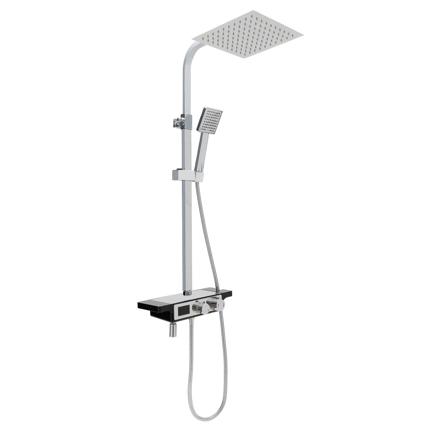 Douche - Regendouche - Douchewand - Douchekolom - Douchepanelen - Thermostatische Regendouche met Digitale Display - Slim & Stijlvol Douchesysteem - Chroom - Zilver