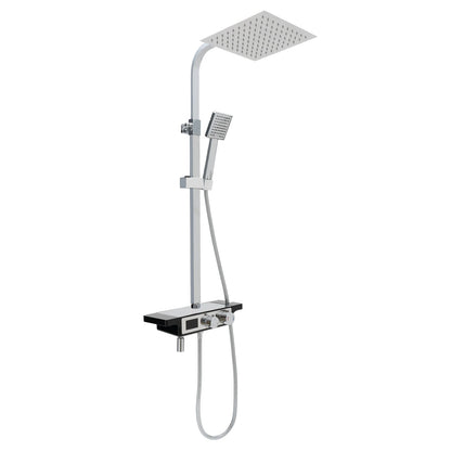 Douche - Regendouche - Douchewand - Douchekolom - Douchepanelen - Thermostatische Regendouche met Digitale Display - Slim & Stijlvol Douchesysteem - Chroom - Zilver
