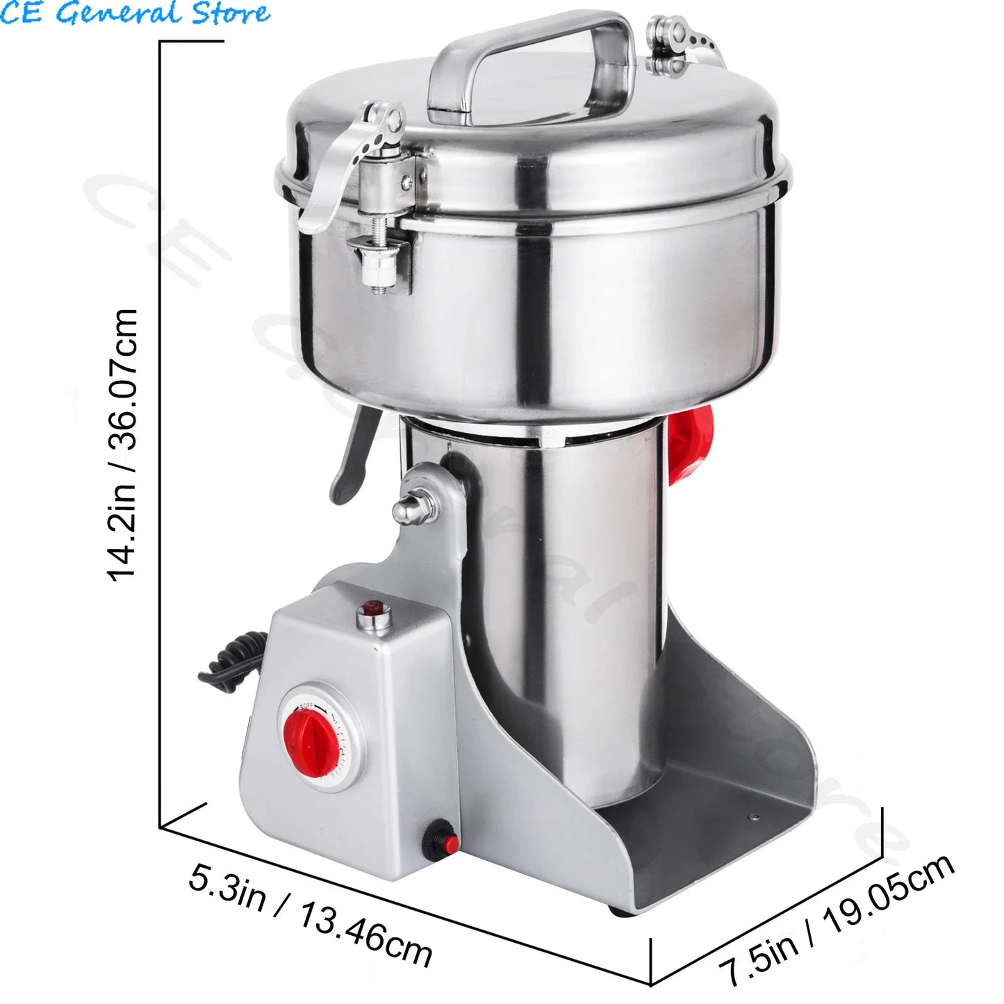 Grinder Grannmolen - Molen 2000 W - Swing Type -Graanmolen Machine - Elektrische Graanmolen van 304 Roestvrij Staal -  Met een 28000 t/min - 1000g