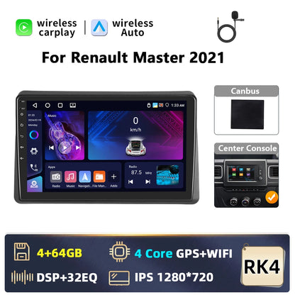 Android 2DIN Autoradio – Auto Stereo – Multimedia Speler – Navigatiesysteem – Carplay Android Auto – 10,1 Inch Touchscreen – Wifi Bluetooth GPS Navigation – Voor Renault Master 2021