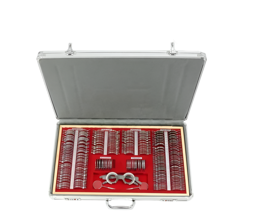 Professionele Optometrie Lensenset – Brillenglazen Testset – Oogzorg Trial Lenzen – Refractie Lensenset – Optometrist Lenskit – 266 Delen – Metalen Montuur – Fluwelen Beschermkoffer