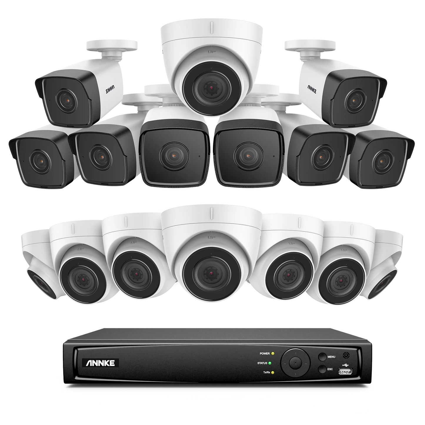 16-kanaals IP Beveiligingscamset – IP Camerasysteem – CCTV Beveiliging – NVR Beveiliging – Video Surveillance – 16x 5MP Camera’s – IP67 Waterdicht – PoE Aansluiting