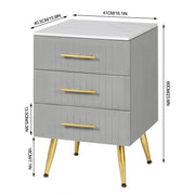 Bijzettafel - Bedtafel - Nachtkastje - Slaapkamer tafel - Nachtkastje met lades - slaapkamer meubilair - 3 Laden - 80kg - Grijs
