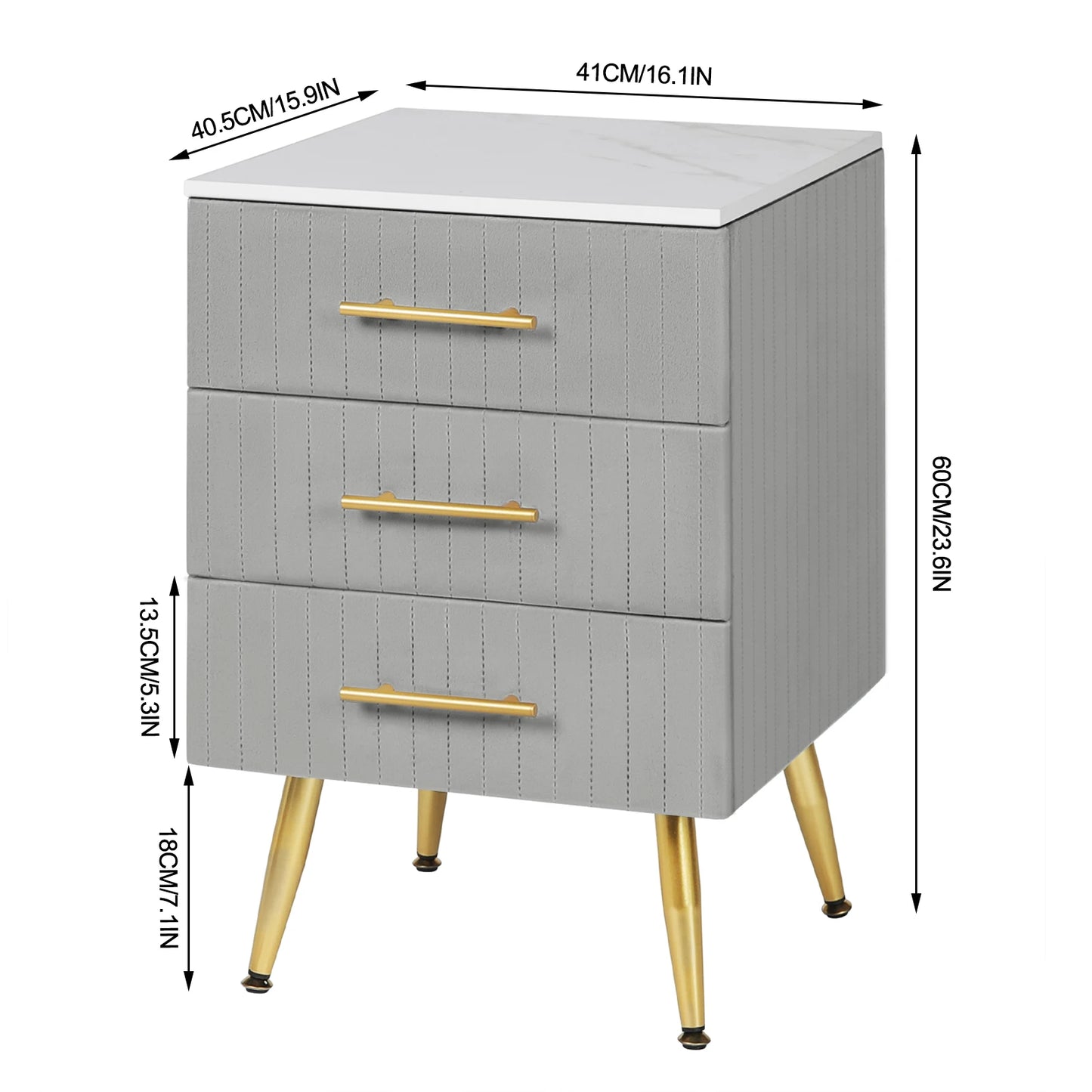 Ladekast - Commode - Opbergkast - met Verwijderbare Verschoontafel – 3 Lades - Moderne Nachtkastje - 40,5x62x41 cm – Slaapkamer Bijzetkast - Koffietafel - Grijs
