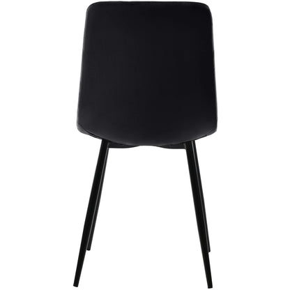 Eetkamerstoelen – Velvet Stoelen – Quilt Stoelen – Metalen Frame – Comfortabel Zitoppervlak – Vloerbescherming - Set van 4 - Donkergrijs - QUORE