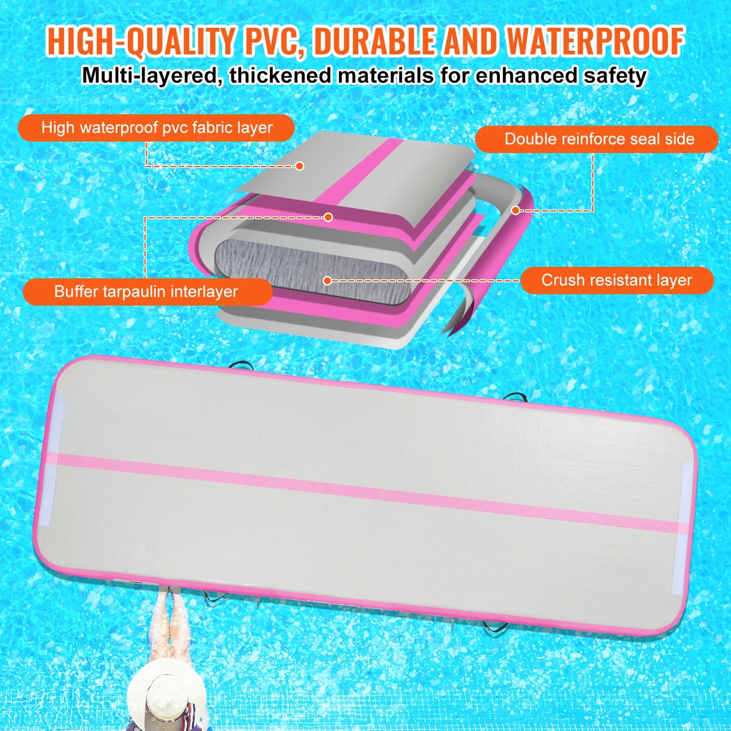 Gymnastiekmat - Opblaasbare - Turnmat - Dikke Tumbling Mat - met Elektrische Pomp - Voor Thuis - Gym & Training - Hoogwaardig PVC-materiaal - Ergonomische Handgreep - en Schouderband - 10ftx3.3ftx4inch - Groen