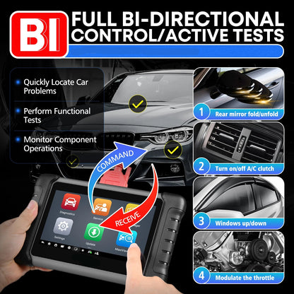 Auto Diagnosetool – OBD2 Scanner – Diagnoseapparaat – Diagnosetester – 7 Inch Touchscreen – Bi-directionele Functies