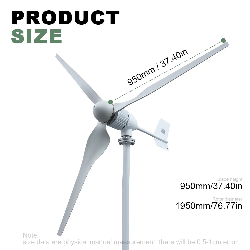 Windturbine – Windmolen – Windgenerator – Windenergie – Duurzame Energie – 5000W – Aluminium Behuizing – 96V - Alleen Windturbines - QUORE