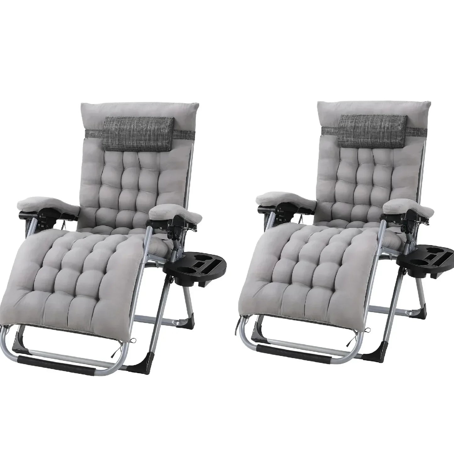 Ligstoel - Tuinstoelen - Strandstoel - Klapstoel - Zero Gravity - Opvouwbare - Draagvermogen van 160KG - Comfortabele Buitenkussens, Verstelbaar, Voor Tuin en Terras - Tuinset – Campingstoel – Tuinstoel – Set van 2 - Lichtgrijs
