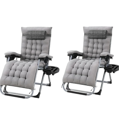 Ligstoel - Tuinstoelen - Strandstoel - Klapstoel - Zero Gravity - Opvouwbare - Draagvermogen van 160KG - Comfortabele Buitenkussens, Verstelbaar, Voor Tuin en Terras - Tuinset – Campingstoel – Tuinstoel – Set van 2 - Lichtgrijs