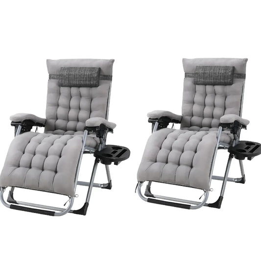 Ligstoel - Tuinstoelen - Strandstoel - Klapstoel - Zero Gravity - Opvouwbare - Draagvermogen van 160KG - Comfortabele Buitenkussens, Verstelbaar, Voor Tuin en Terras - Tuinset – Campingstoel – Tuinstoel – Set van 2 - Lichtgrijs