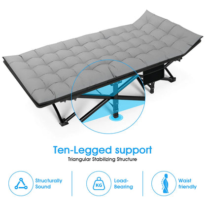 Opvouwbaar Campingbed - Kampeerbed - Veldbed - Vouwbed - Ligbed - Draagbaar - Opvouwbaar - 200KG Capaciteit - Grijs - QUORE