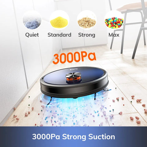 Robot Vacuum Cleaner - 2-in-1 - Mopping Function - Emptying Station, Self-emptying Base - 3000Pa Suction Power - 2.5L Dust Bag - LDS Navigation - 150 mins Runtime - Save up to 5 Maps - App &amp; Voice Control - EU Plug - Gradient Blue