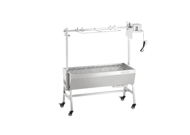 Electric BBQ Rotisserie Grill Kit - Grill Rotisserie Kit - 4RPM - Electric BBQ with Motor - Stainless Steel Automatic Grill Set - Hexagonal Spit Rod - Stainless Steel - 35inch - BBQ Whole Lamb &amp; Goat - Silver