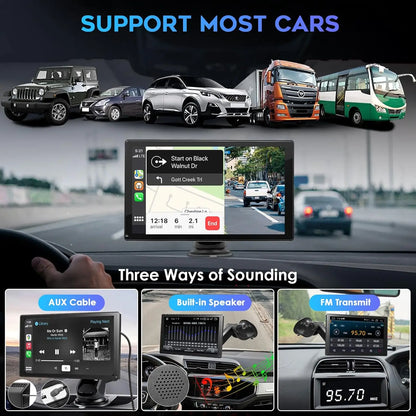 Navigatiesysteem Auto - 9 Inch - Touchscreen - Apple Carplay & Android Auto (Draadloos) - Carplay Scherm - Autoradio - Inclusief Achteruitrijcamera - QUORE