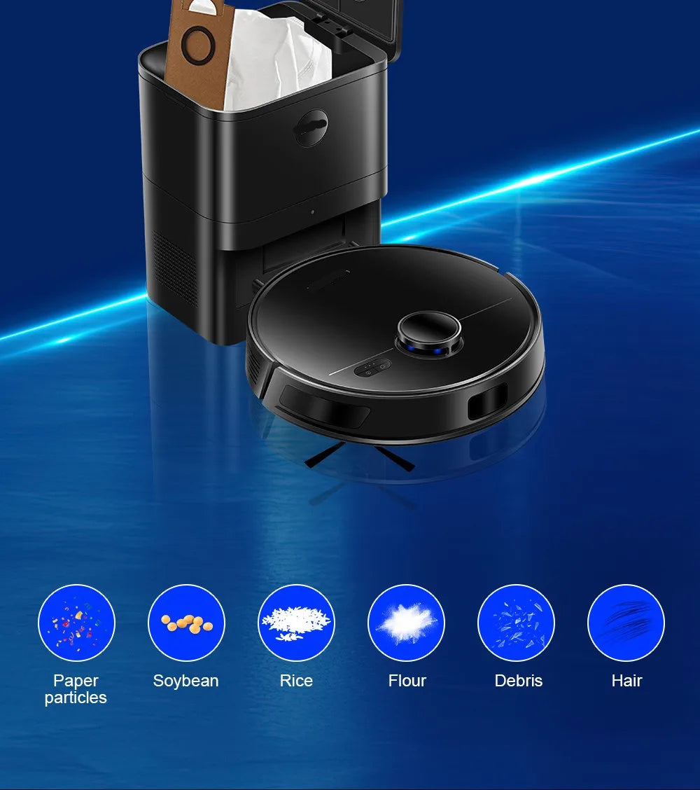 Lidar Robotstofzuiger - Dweilrobot - Vaccum Cleaner - Robot Vacuum - 3200mAh Batterij - 6500Pa Krachtige Zuigkracht - Zelflegende Stofbak – Multi-floor Mapping - Zwart