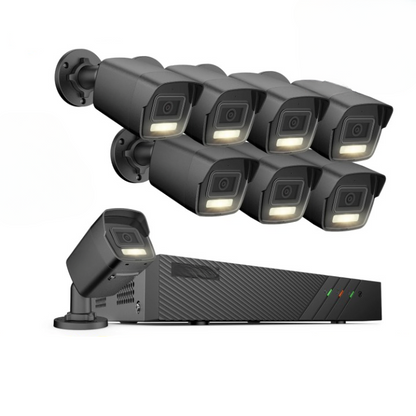 Beveiligingscamera - 5MP - Camerabewaking - Draadloos - voor Buiten - 3K Ultra HD - POE Videobewakingssysteem - 8CH - 6MP NVR Recorder - Smart Dual Lights - IP-camera - 4TB HDD - Zwart
