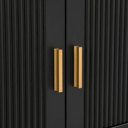 Tv-Meubel – Tv-Kast – TV-Meubel – Dressoir – Zwart Met Gouden Pootjes – Geschikt Voor Televisies Tot 79 Inch – Vier Lades En Centrale Kast - Zwart