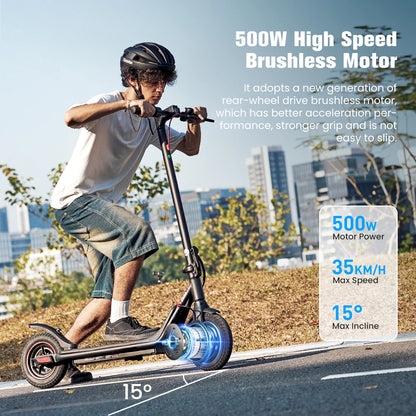Scooter - Elektrische Step - E-Scooter - Opvouwbare - met Koplampen - Achterlichten - 36V - Oplader - EU-stekker - 8.5 Inch Honingraatband - 7.5Ah - 500W - 30km/h - IP54 -112 x 48 cm - Zwart