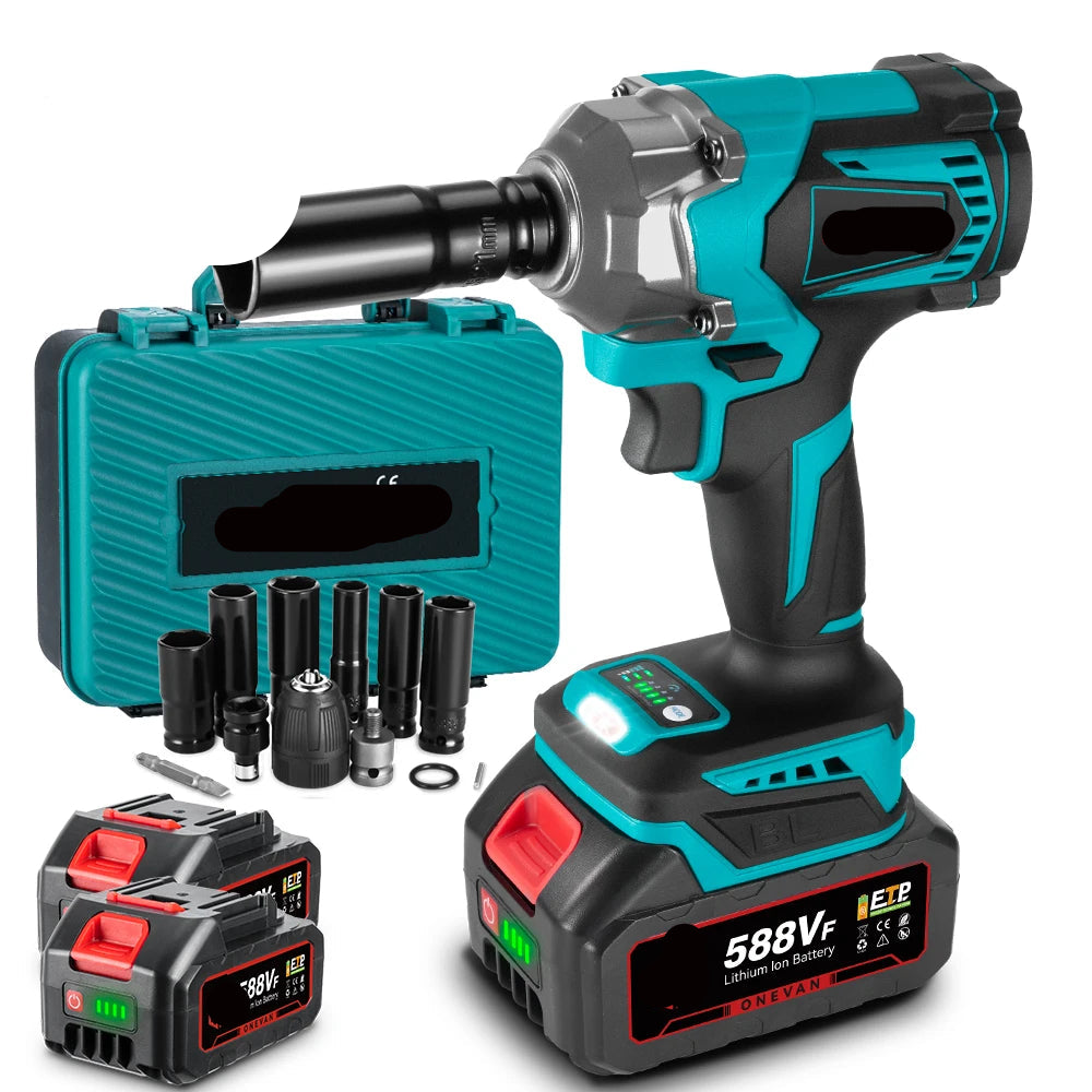 Slagmoersleutel - met Accu - Slagschroevendraaier - 1200Nm - Draadloze - Elektrische Schroevendraaier - Brushless Motor - Met LED - 3-in-1 Functie - 18V - 1/2 Inch - 2 Accu - QUORE