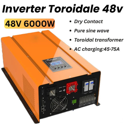 Zuiver Sinus Omvormer – Zuivere Sinusgolf Omvormer – 48V Omvormer – 6000W Omvormer – 230V AC – Continu Vermogen – LCD Display