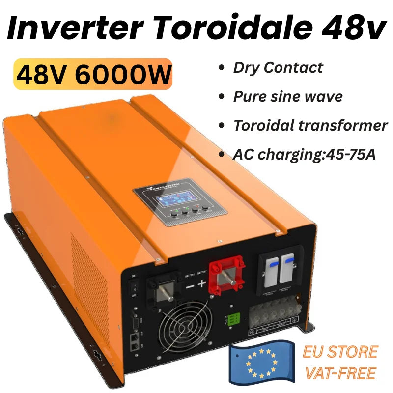 Omvormer – DC/AC Omvormer – Zonne-energie Omvormer – Power Inverter – 6.0KW Vermogen – Pure Sinusgolf – Toroïdale Transformator