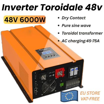 Omvormer – DC/AC Omvormer – Zonne-energie Omvormer – Power Inverter – 6.0KW Vermogen – Pure Sinusgolf – Toroïdale Transformator