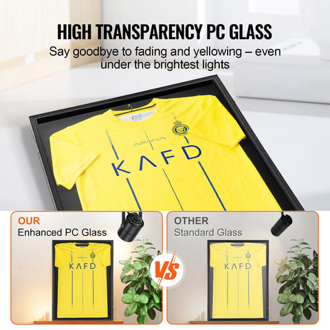 Vevor - Display Frame - Display Frame Organizer - Large Lockable Sports Shadow Box - 98% UV Protection PC Glass and Hangers