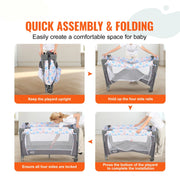 Babybedje - Baby Bassinet - Opvouwbaar Baby Bassinet - Babybed - Draagbaar Bassinet voor Baby - Gemakkelijk Opvouwbaar - Dubbellaags - Met Opbergmandje en Wielen