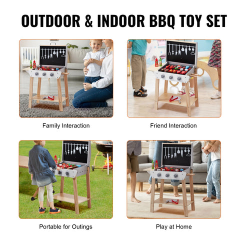 Barbecue BBQ Koken Keuken Speelgoed - Interactieve Grill Spelen - Voedsel Koken Speelset - Voor Kinderen Keuken Pretend Play - Simulatie Keuken Barbecue Speelgoed - Houten Grill Speelgoed Set