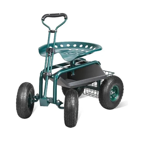 Transportkar - Handkar - Bolderkar voor het Strand - Trolley voor de Tuin, Bolderwagen - Transportwagen om te Trekken - Draagvermogen tot 136kg - Groen - QUORE