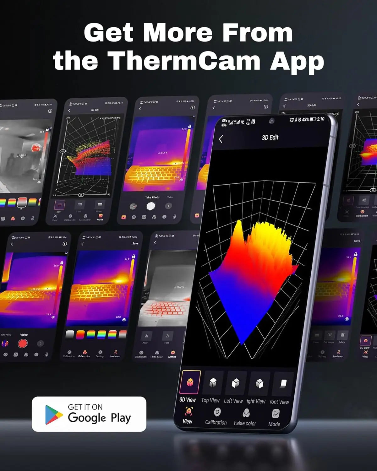 Warmtebeeldcamera – Thermische Camera – Infraroodcamera – IR Camera – Temperatuurmeter – 256x192 Resolutie – 4 USB Type-C Aansluitingen – 3D Analyse – Compatibel Met Android